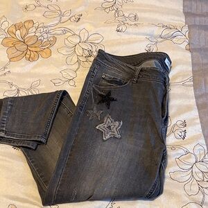 Kensie Dark Gray Star-Embellished Skinny Jeans